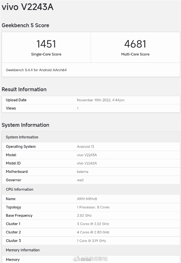 国内首款骁龙8 Gen2新机跑分出炉：超大核主频3.19GHz