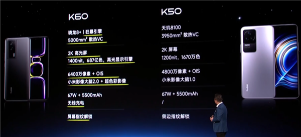 差价100元 Redmi K60与K50有何不同？K系史上最大散热/2K中国屏