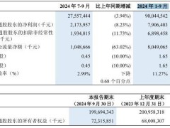 中兴通讯2024年Q3营收275.57亿，同比微降3.94%