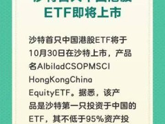 沙特首只中国港股ETF即将上市