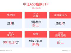 备受资金青睐！规模最大的中证A50ETF——平安中证A50ETF(159593)连续3日实现资金净流入，最新份额再创新高