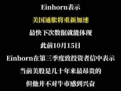 绿光资本Einhorn：美国通胀将重新加速！最快下次数据就能体现 美国通胀 CPI