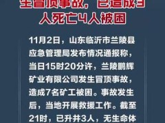 山东兰陵一矿业公司发生冒顶事故，已造成3人死亡4人被困