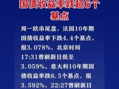 意大利10年期国债收益率跌超6个基点