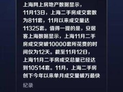 上海11月二手房创下今年以来单月成交量破万最快纪录