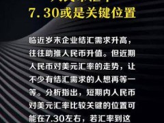 人民币汇率：7.30或是关键位置