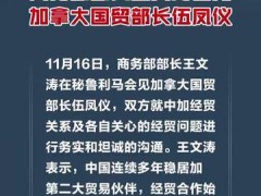 商务部部长王文涛会见加拿大国贸部长伍凤仪