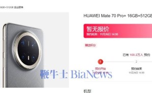 华为Mate70系列预订火爆，半日预约量突破百万大关