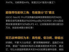 iQOO Neo10 Pro重磅來襲：藍(lán)晶天璣9400芯片+自研電競(jìng)芯片Q2性能爆表