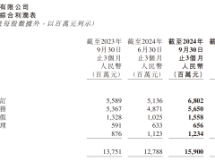 携程三季报包括金融服务在内的其他收入同比增长