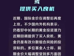 业内人士：黄金回调或提供买入良机