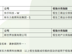 恒指、恒生科指，重大调整！