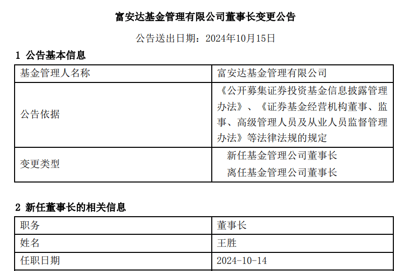 富安达基金人事变动公告