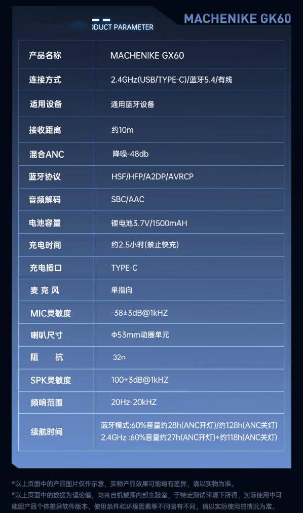 機(jī)械師GX60電競(jìng)耳機(jī)參數(shù)