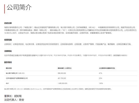 瑞银证券公司简介