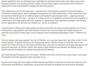 微軟新動作：CoreAI團隊專注端到端AI應用開發全鏈路
