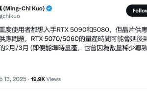 英伟达RTX 50系显卡供货紧张，5070/5060量产或延至3、4月？