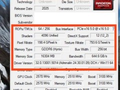 AMD RX 9070 XT顯卡參數曝光：高頻4096流處理器，配備16GB GDDR6顯存