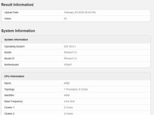 蘋果iPhone 16e跑分曝光：搭載8GB內存，預裝iOS 18系統