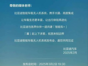 比亚迪与大疆联手？3月2日或将发布智能车载无人机系统