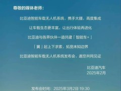 比亚迪与大疆联手？3月2日或将发布智能车载无人机系统