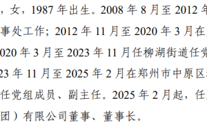 郑州中原发展投资集团人事调整，陈李丹接任董事长一职