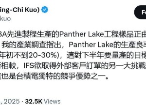 英特爾Panther Lake處理器量產遇阻：2025年初生產良率僅20%~30%？