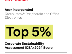 宏碁再登《标普全球可持续发展年鉴》前5%，气候与生物多样性策略受赞