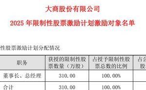 大商股份业绩下滑，新任董事长为何独揽近八千万股权激励？