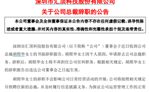 汇顶科技总裁胡煜华因个人原因辞职，张帆暂代总裁职责