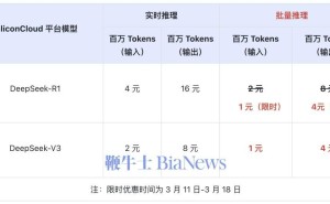 硅基流动DeepSeek-R1&V3批量推理上线，R1价格大幅优惠75%