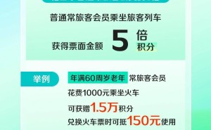 国铁新福利！60岁以上老人乘火车积分翻三倍，可兑火车票