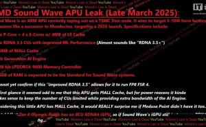 AMD“Sound Wave”Arm处理器曝光：台积电3nm，2P+4E核架构来袭