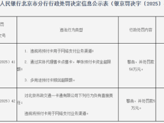 北京支付巨头违规遭重罚，海科融通与市政一卡通共被罚近900万